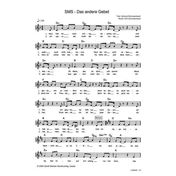 Produktbild des Artikels SMS - Das andere Gebet (Noten - Download)
