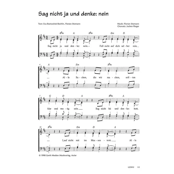 Produktbild des Artikels Sag nicht ja und denke nein (Noten - Download)