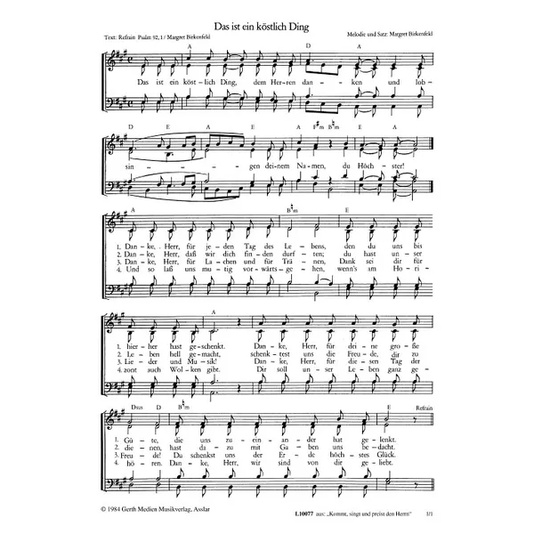 Produktbild des Artikels Das ist ein köstlich Ding (Noten - Download)