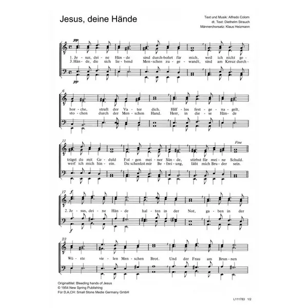 Produktbild des Artikels Jesus, deine Hände (Noten - Download)