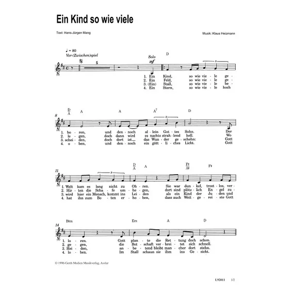 Produktbild des Artikels Ein Kind so wie viele (Noten - Download)