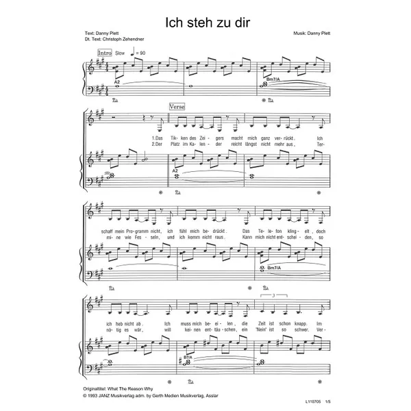 Produktbild des Artikels Ich steh zu dir (Noten - Download)
