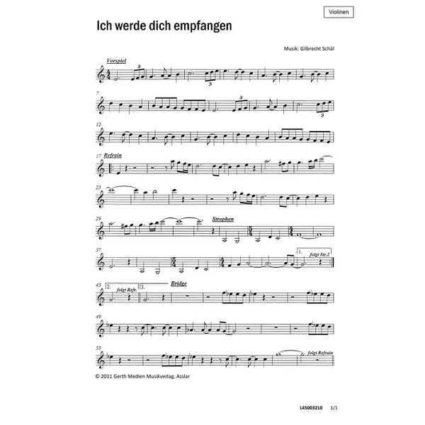 Produktbild des Artikels Ich werde dich empfangen (Violinen) (Noten - Download)
