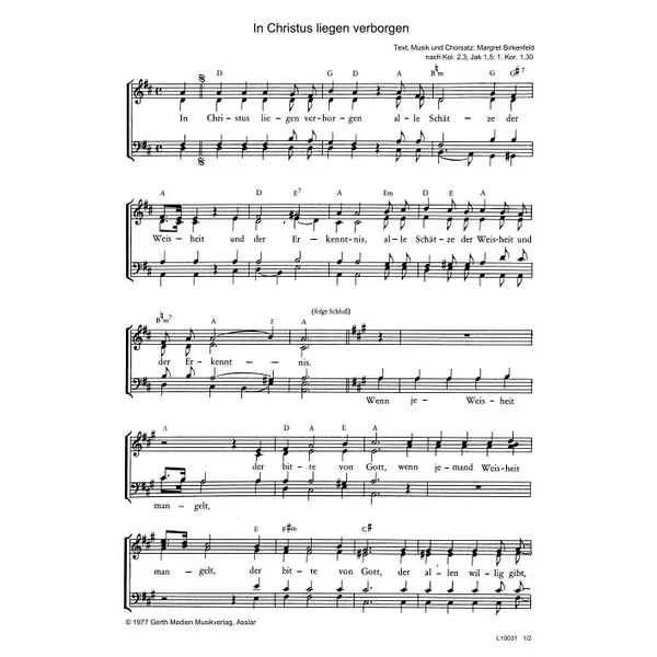 Produktbild des Artikels In Christus liegen verborgen (Noten - Download)