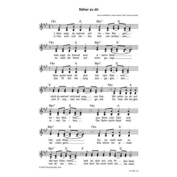 Produktbild des Artikels Näher zu dir (Noten - Download)