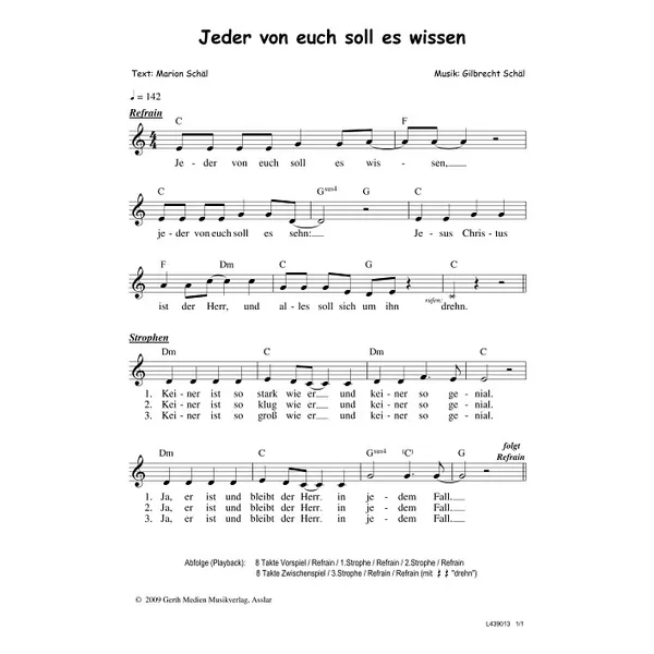 Produktbild des Artikels Jeder von euch soll es wissen (Noten - Download)
