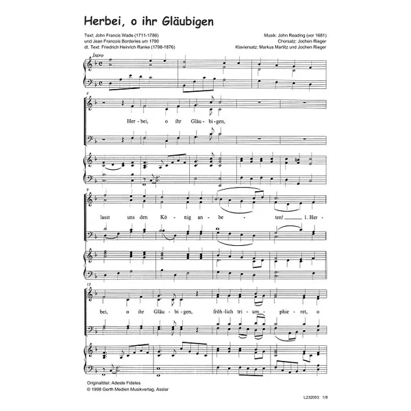 Produktbild des Artikels Herbei o ihr Gläubigen (Noten - Download)