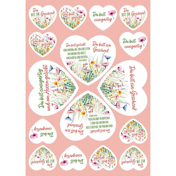 Produktbild des Artikels Aufkleber-Grußkarten: Du bist geliebt, 4 Stück (Schreibwaren)
