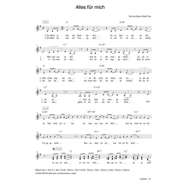 Produktbild des Artikels Alles für mich (Noten - Download)