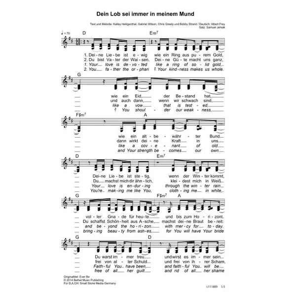 Produktbild des Artikels Dein Lob sei immer in meinem Mund (Noten - Download)