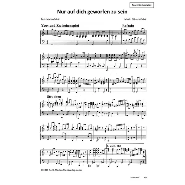 Produktbild des Artikels Nur auf dich geworfen zu sein (Klavier) (Noten - Download)