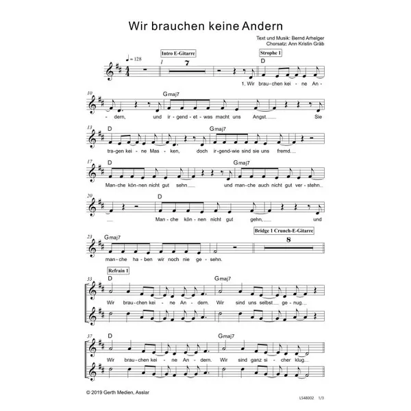 Produktbild des Artikels Wir brauchen keine Andern (Noten - Download)