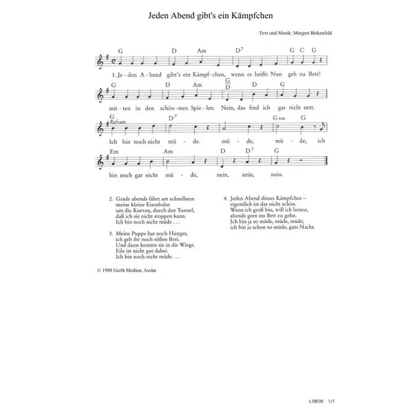 Produktbild des Artikels Jeden Abend gibts ein Kämpfchen (Noten - Download)