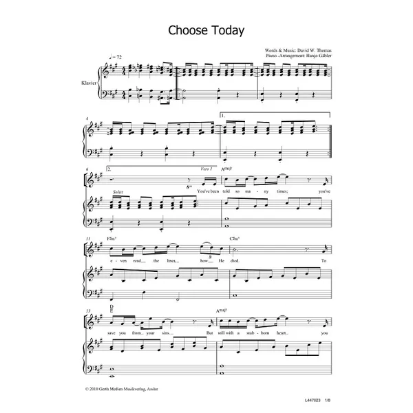 Produktbild des Artikels Choose Today (Noten - Download)