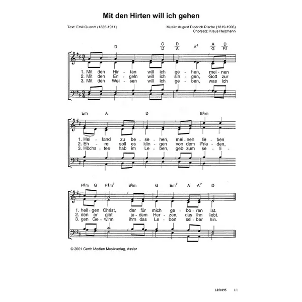 Produktbild des Artikels Mit den Hirten will ich gehen (Noten - Download)