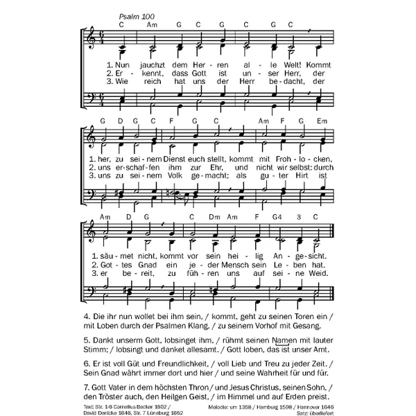 Produktbild des Artikels Nun jauchzt dem Herren alle Welt (Noten - Download)