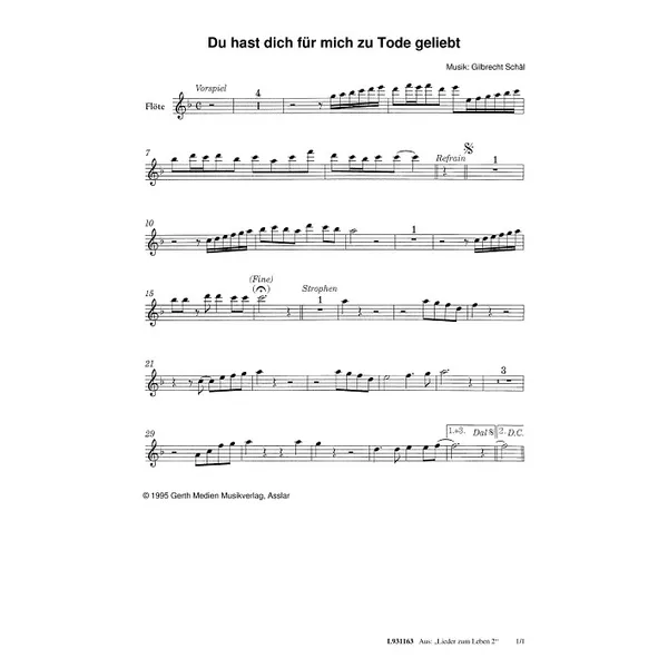 Produktbild des Artikels Du hast dich für mich zu Tode geliebt (Flöte) (Noten - Download)