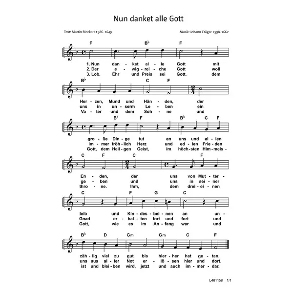 Produktbild des Artikels Nun danket alle Gott (Noten - Download)