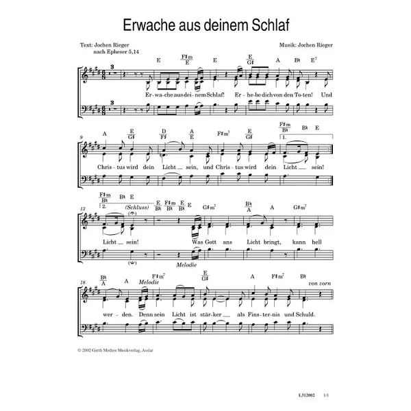 Produktbild des Artikels Erwache aus deinem Schlaf (Noten - Download)