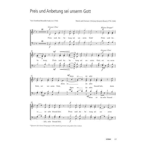 Produktbild des Artikels Preis und Anbetung sei unserm Gott (Noten - Download)