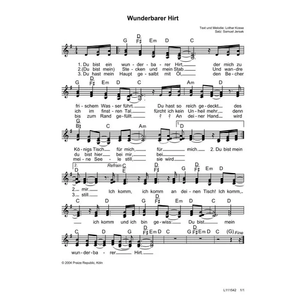 Produktbild des Artikels Wunderbarer Hirt (Noten - Download)