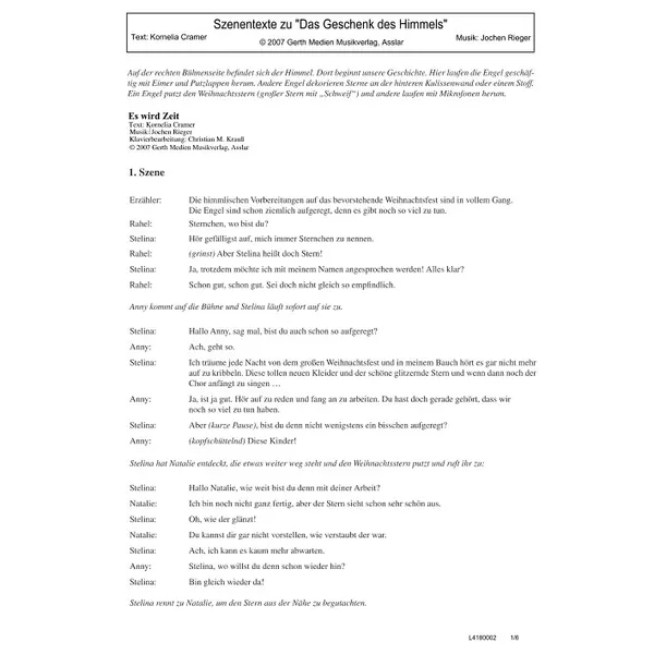 Produktbild des Artikels Das Geschenk des Himmels (Szenentexte) (Noten - Download)