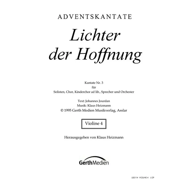 Produktbild des Artikels Lichter der Hoffnung (Violine 4) (Noten - Download)