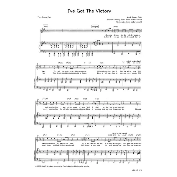 Produktbild des Artikels I've Got The Victory (Noten - Download)