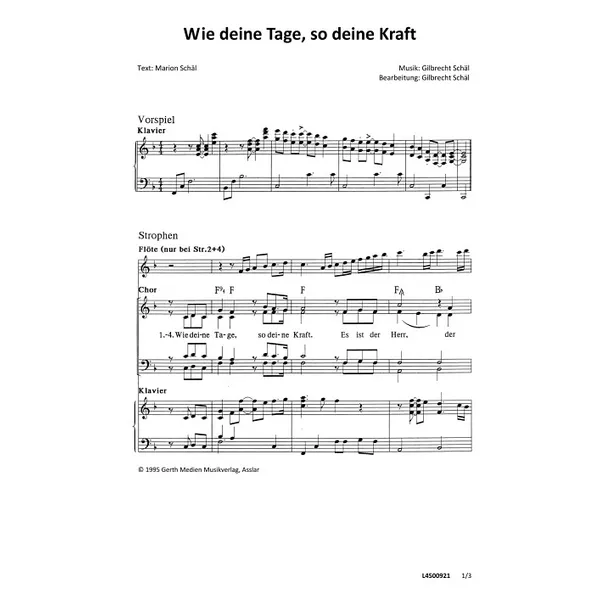 Produktbild des Artikels Wie deine Tage, so deine Kraft (Noten - Download)