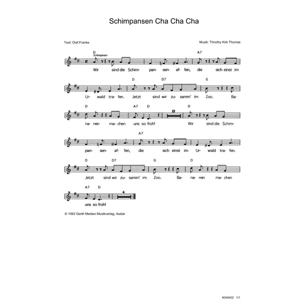 Produktbild des Artikels Schimpansen Cha Cha Cha (Noten - Download)