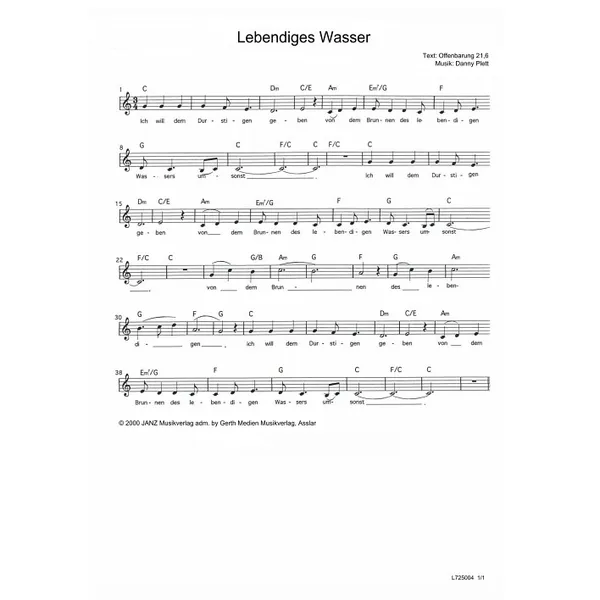 Produktbild des Artikels Lebendiges Wasser (Noten - Download)