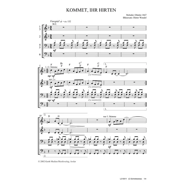 Produktbild des Artikels Kommet ihr Hirten (Noten - Download)