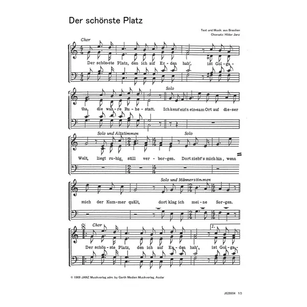 Produktbild des Artikels Der schönste Platz (Noten - Download)