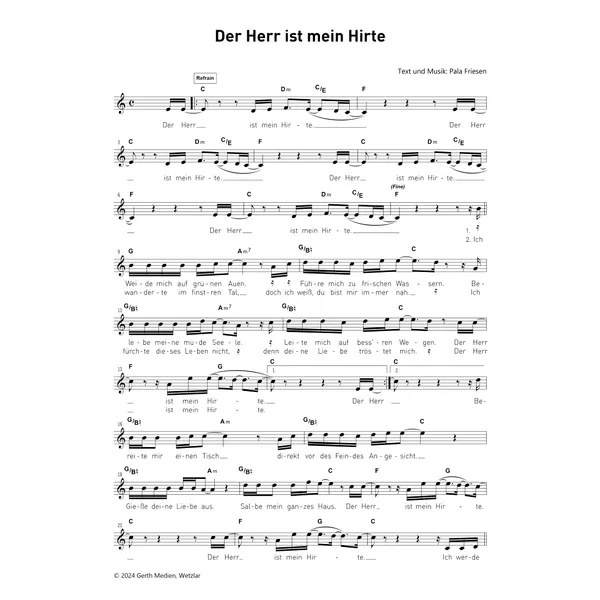Produktbild des Artikels Der Herr ist mein Hirte (Noten - Download)