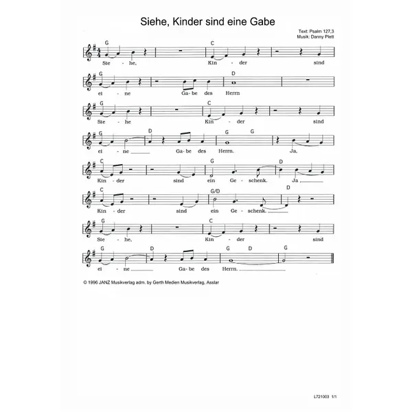 Produktbild des Artikels Siehe, Kinder sind eine Gabe (Noten - Download)