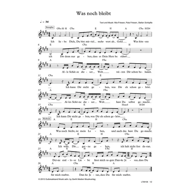 Produktbild des Artikels Was noch bleibt (Noten - Download)