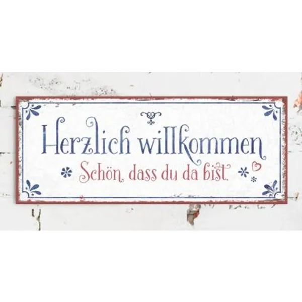 Produktbild des Artikels Metallschild lang - Herzlich willkommen ()