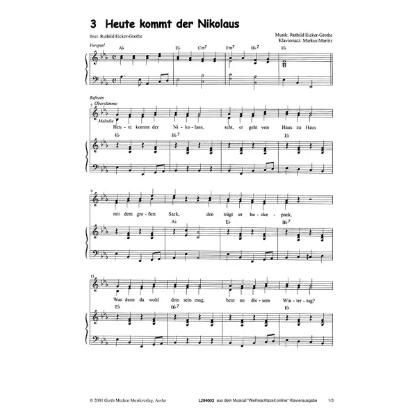 Produktbild des Artikels Heute kommt der Nikolaus (Noten - Download)