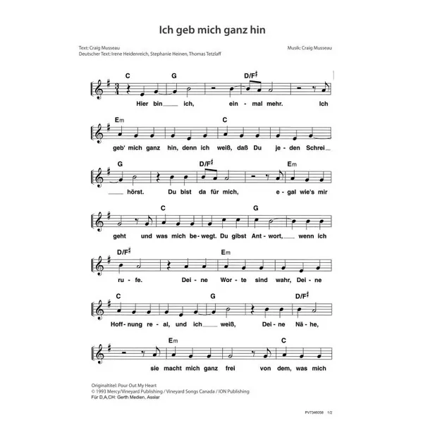 Produktbild des Artikels Ich geb mich ganz hin (Noten - Download)