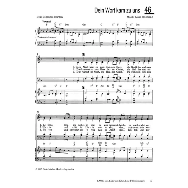 Produktbild des Artikels Dein Wort kam zu uns (Noten - Download)