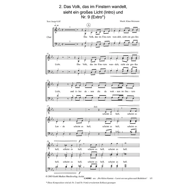 Produktbild des Artikels Das Volk, das im Finstern wandelt, sieht (Noten - Download)