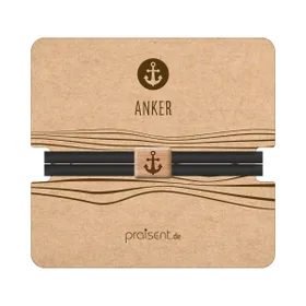 Produktbild des Artikels Armband Textil mit Holz-Element "Anker" - schwarz ()