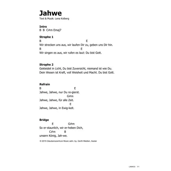 Produktbild des Artikels Jahwe (Noten - Download)
