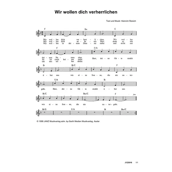 Produktbild des Artikels Wir wollen dich verherrlichen (Noten - Download)