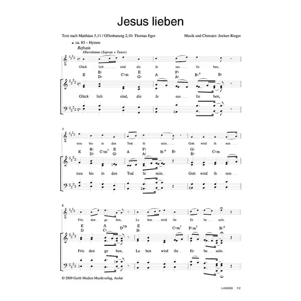 Produktbild des Artikels Jesus lieben (Noten - Download)