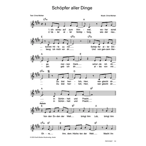 Produktbild des Artikels Schöpfer aller Dinge (Noten - Download)