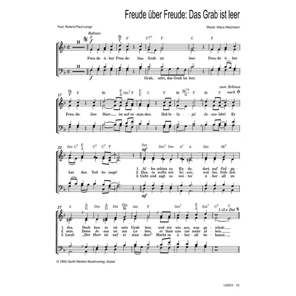 Produktbild des Artikels Freude über Freude: Das Grab ist leer (Noten - Download)