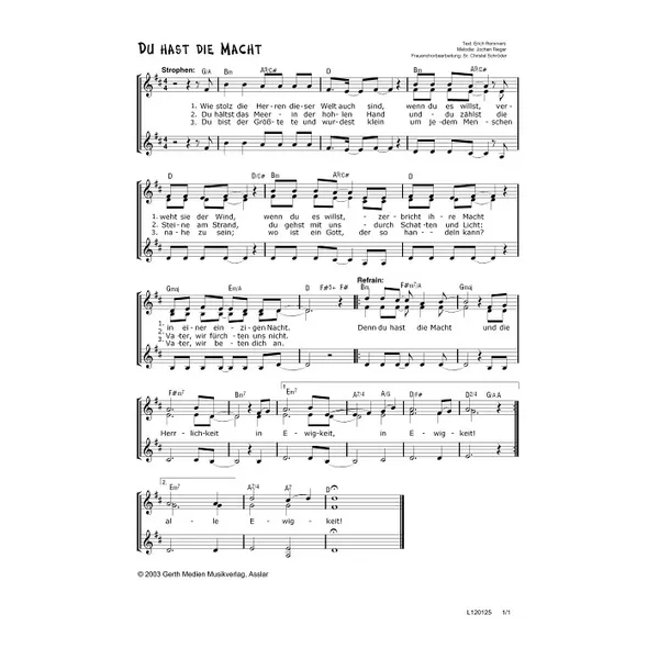 Produktbild des Artikels Du hast die Macht (Noten - Download)