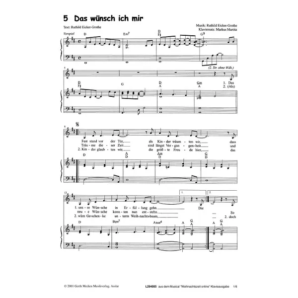Produktbild des Artikels Das wünsch ich mir (Noten - Download)