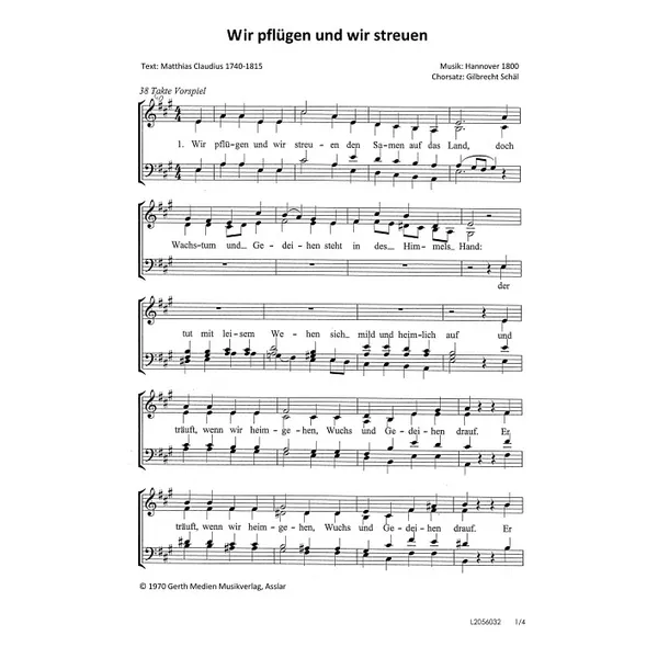 Produktbild des Artikels Wir pflügen und wir streuen (Noten - Download)